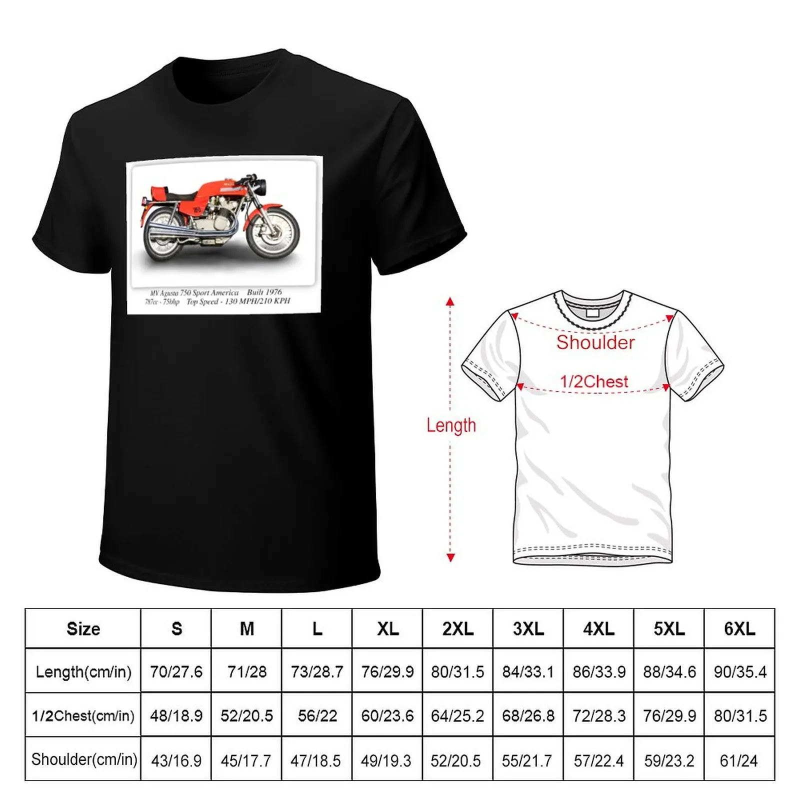 MV Agusta 750 Sport America - A3 Print Poster on Photographic Paper T-Shirt Classic Crew Neck Cotton T-Shirt