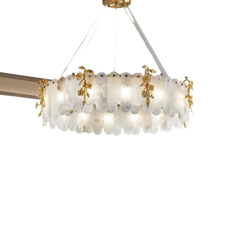 

Light luxury living room chandelier model house villa high-end bedroom dining room Spanish marble lamp