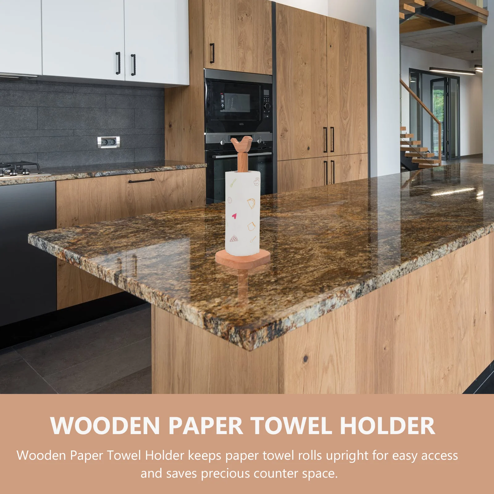 

Wooden Paper Towel Holder Tissue Rack Bird-shape Kitchen Supply Napkin Shelf Upright Stand Vertical Table