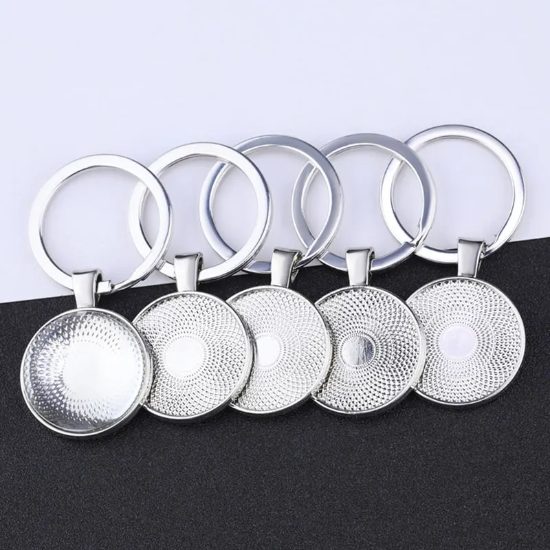 

50PCS Wholesale High Quality Double Sided Keychain Settings Cabochon Base Trays 25mm Blank Bezel For DIY Key Chain Accessories