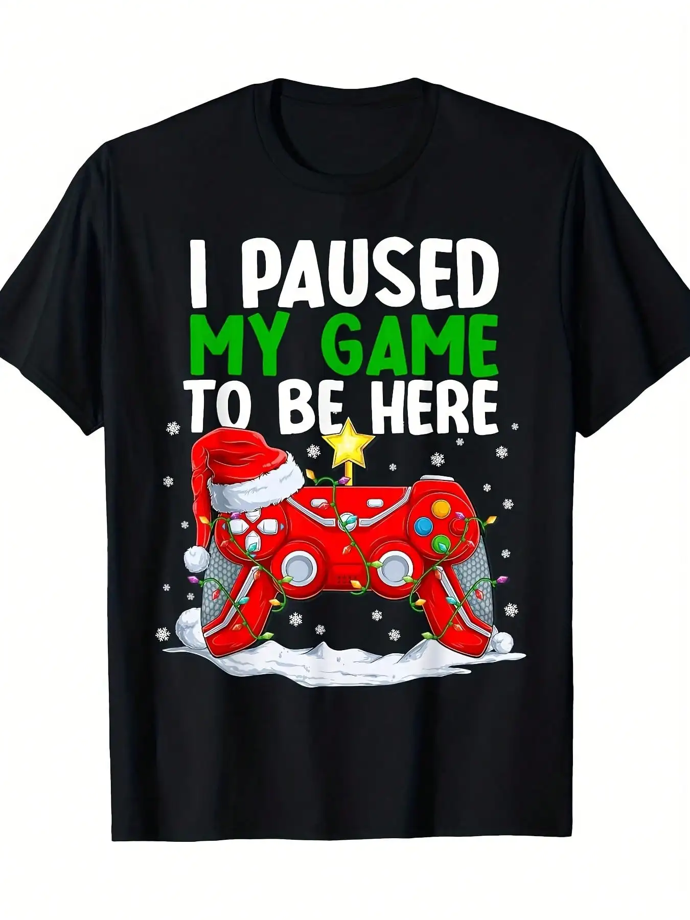 Funny "I Pause Game Here" Game T-shirt - Cotton player T-shirt with controller and pause loading icon design