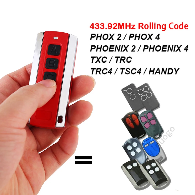 V2 Remote Control PHOENIX PHOX 2 4 TXC2 TXC4 TRC2 TRC4 TSC2 TSC4 HANDY Garage Door Opener Remote Control Command 433.92MHz