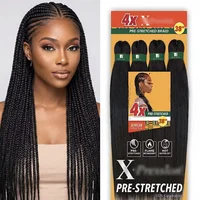 38 inch synthetic braid Soft Yaki Texture Hot Water Setting prestretched braid hair 4x braid for box braid and twists(1 pack, 4)
