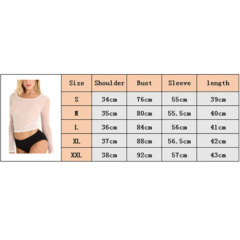 Sexy Women T Shirt See Through Mesh Black White Long Sleeve Bodysuit Sheer Slim Turtleneck Tulle Crop Top T-Shirt