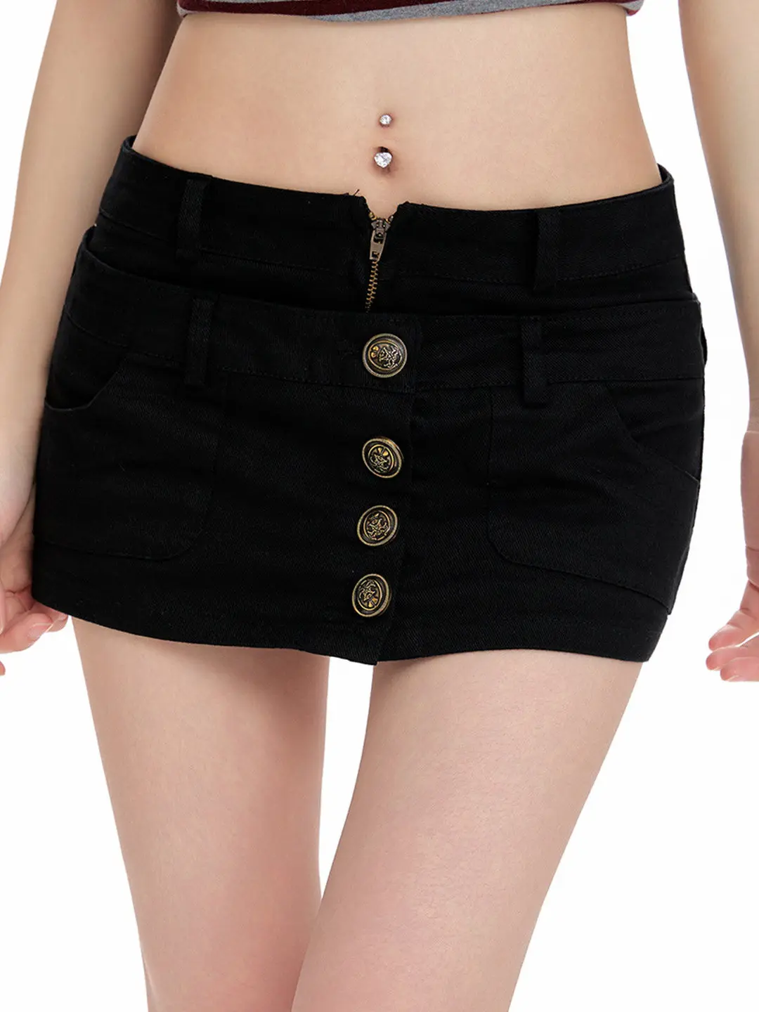 Retro Pure Desire Black Denim  Skirt Women's Summer New Button Design Spicy Girl Versatile Bodycon Ultra-Short Skirt