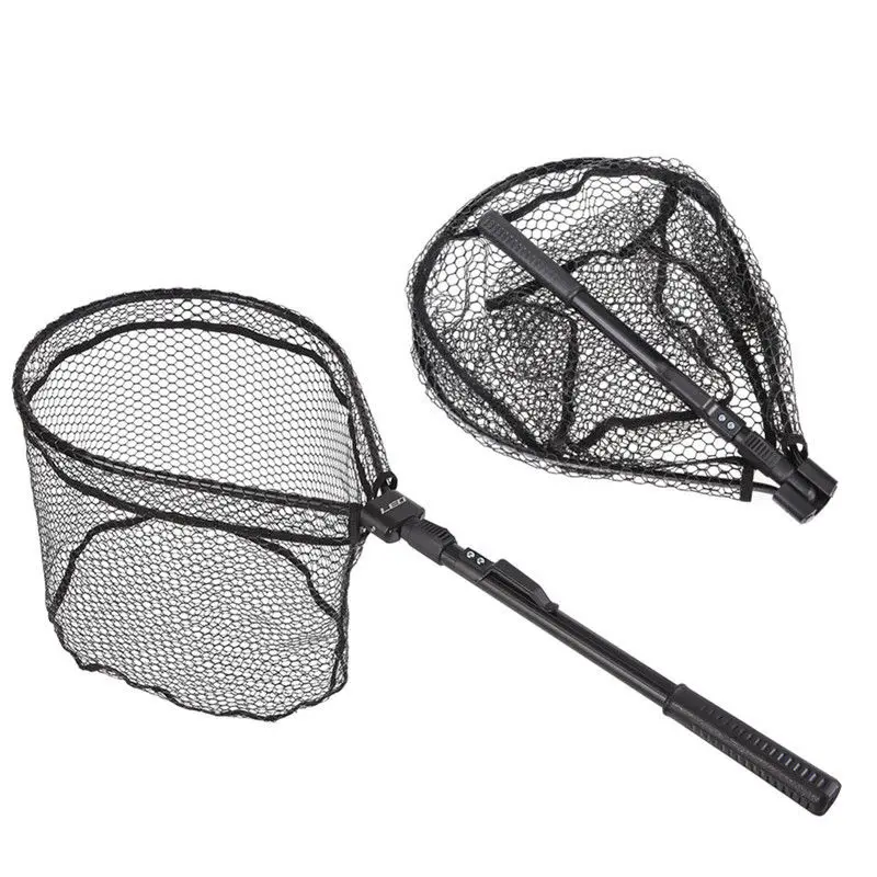 Landing Fishing Net Net Brail Trout Rubber Catch Tackle & Release Black Fish Portable Foldable Extension Folding - view 2