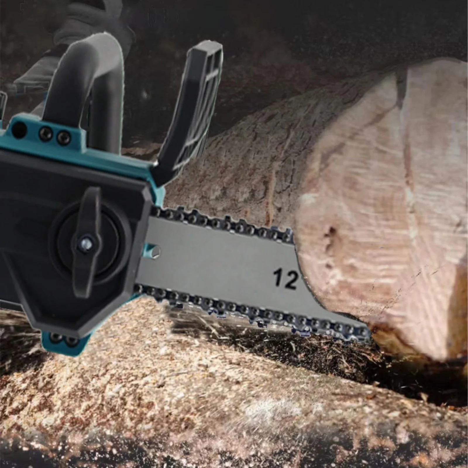 1500W Bürstenlose 12-Zoll-Elektrokettensäge, kabellos, für Holzbearbeitung, Handwerkzeug, Gartenwerkzeug, kompatibel mit Makita 18V Akku – Detail 14