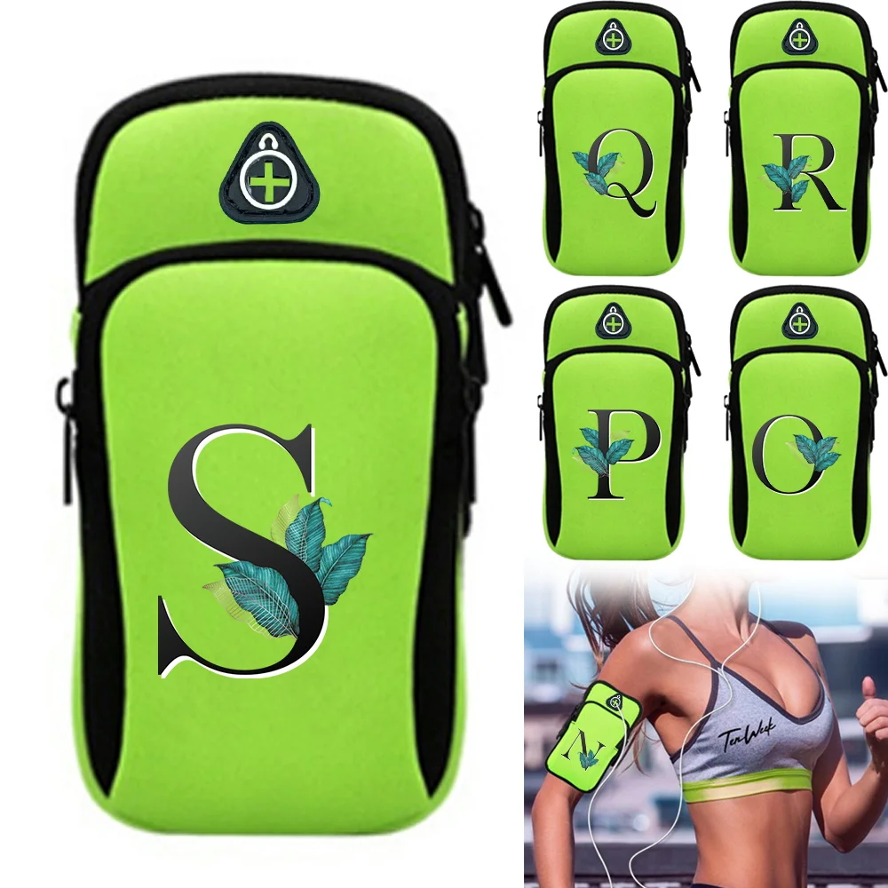 New Models Sports Arm Bag Waterproof Dustproof Breathable with Headphone Jack Mobile Storage Bags Leaf Pattern Printing Series