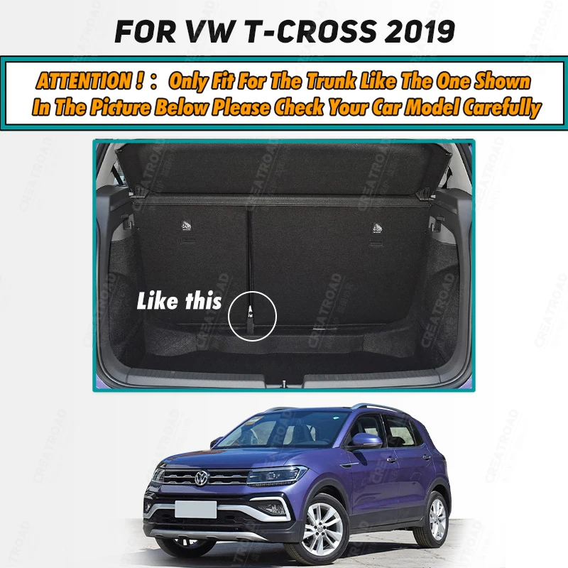 Auto Full Coverage Trunk Mat For VOLKSWAGEN VW T-Cross 2019 Car Boot Cover Pad Cargo Liner Interior Protector Accessories