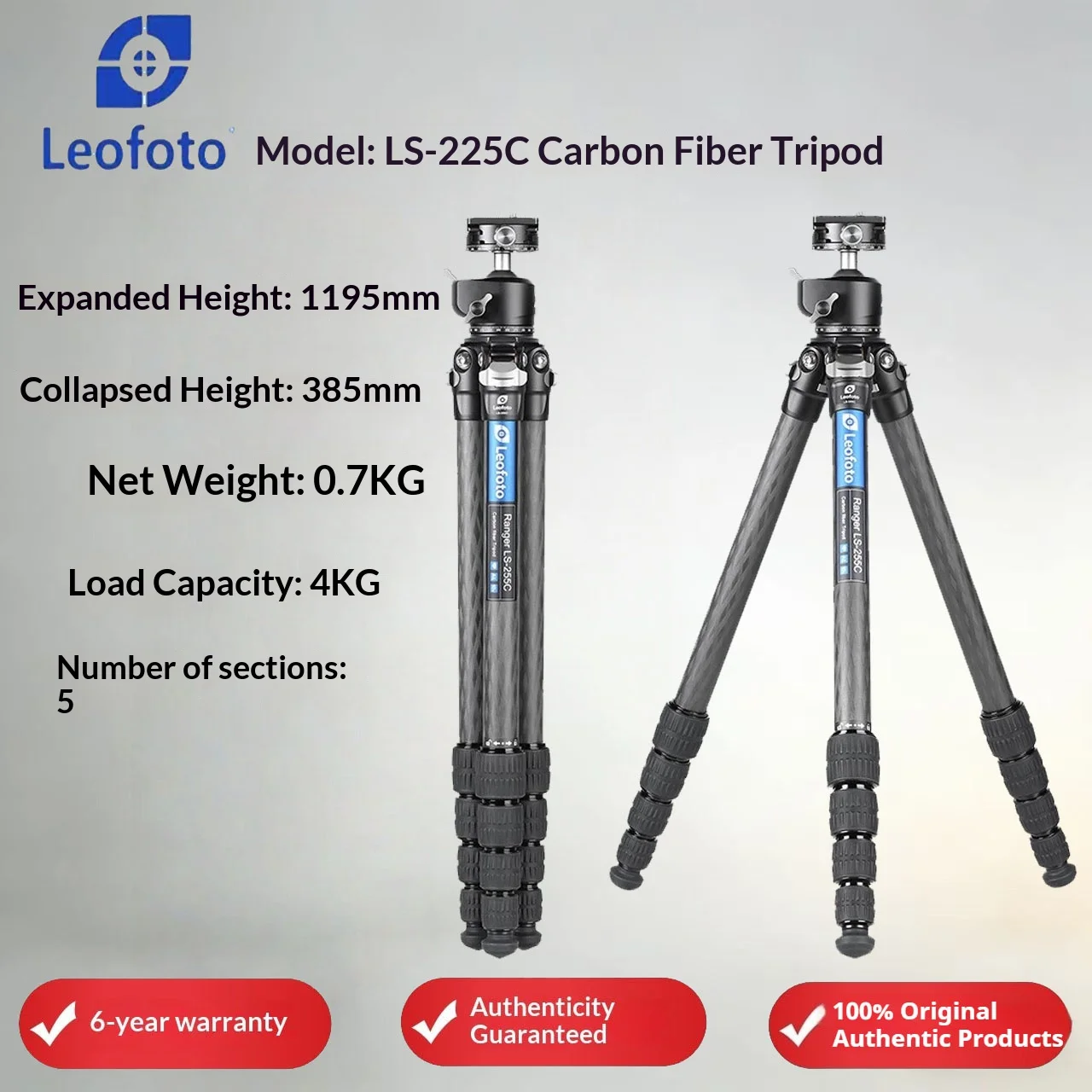 

Leofoto LS-255C+LH-30R Portable Center Column-Free Travel Photography Professional Carbon Fiber Tripod