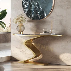 Living room furniture gold stainless steel console table luxury marble console table modern console tables