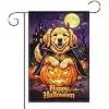 12 x 18 Inches Halloween Dog Garden Flag Decorations - Double Sided Vertical Burlap Puppy Pumpkin Printed Spooky Holiday Yar jjp