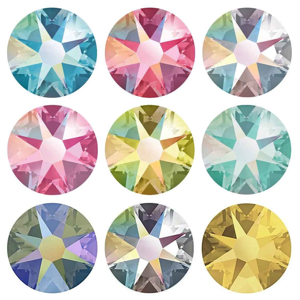 

SW Colors Effect Color 8big 8small Facets NO Hot Fix Rhinestones Glass Nail Art Rhinestone for Clothes Garment Decoration