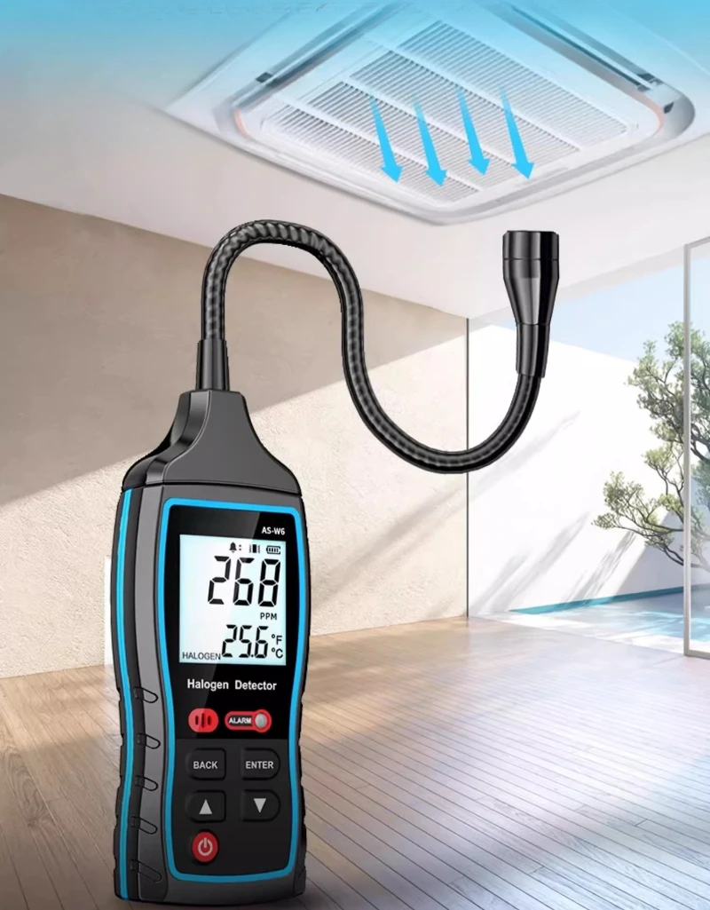 كاشف تسرب المبردات الهالوجين الشم 0-1000PPM كاشف غاز الفريون LCD بطارية تعمل بالطاقة المنزل الصناعي #2