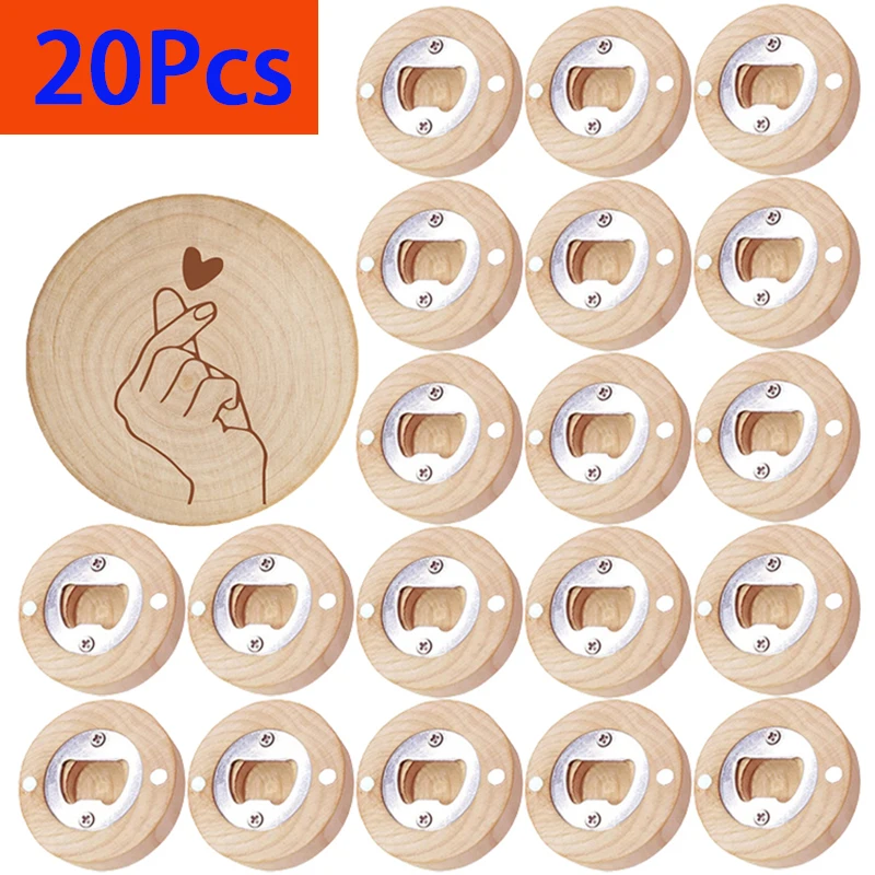 

20Pcs Heart Pattern Wood Bottle Openers Fridge Magnet Wooden Magnetic Bottle Opener Wedding Gift Souvenir For Guest