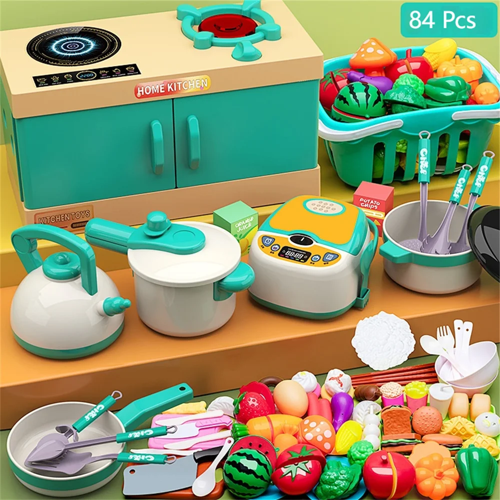 Children's kitchen toy set for girls, pretend cooking, simulated kitchenware, stove, baby gift for boys, over 3 years old