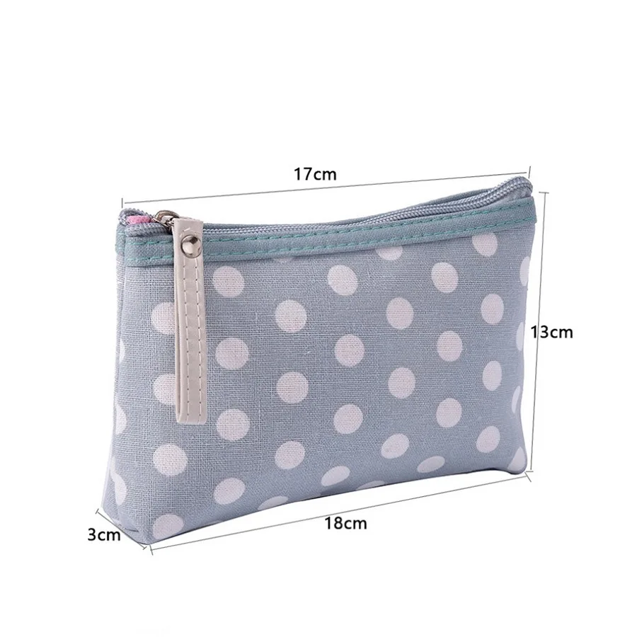 Polka Dot Fabric Zipper Storage Bag, Multifunctional Card Holder, Mini Phone Bag Wash Bag, Cosmetic Makeup Organizer