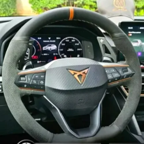 Imagen 2 del producto Para SEAT Cupra FR Leon MK4 Seat Leon FR Mk3 2013-2021 Ibiza 6J DIY protector para volante de coche accesorio de cuero trenzado