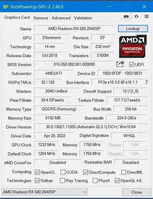 Placa gráfica video do jogo do AMD-RTX 8G, brandnew, GPU 2048SP, cartões do computador e do PC