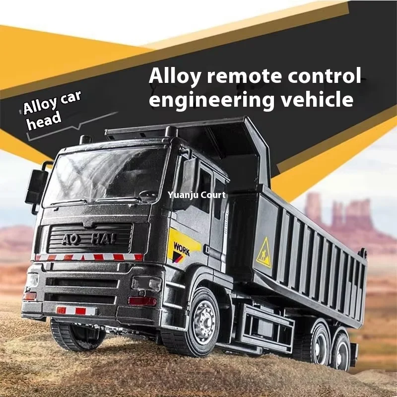 In Stock New Black Remote-Controlled Dump Truc Large Alloy Rc Dump Truck Engineering Truck Boy Outdoor Toy Birthday Gift