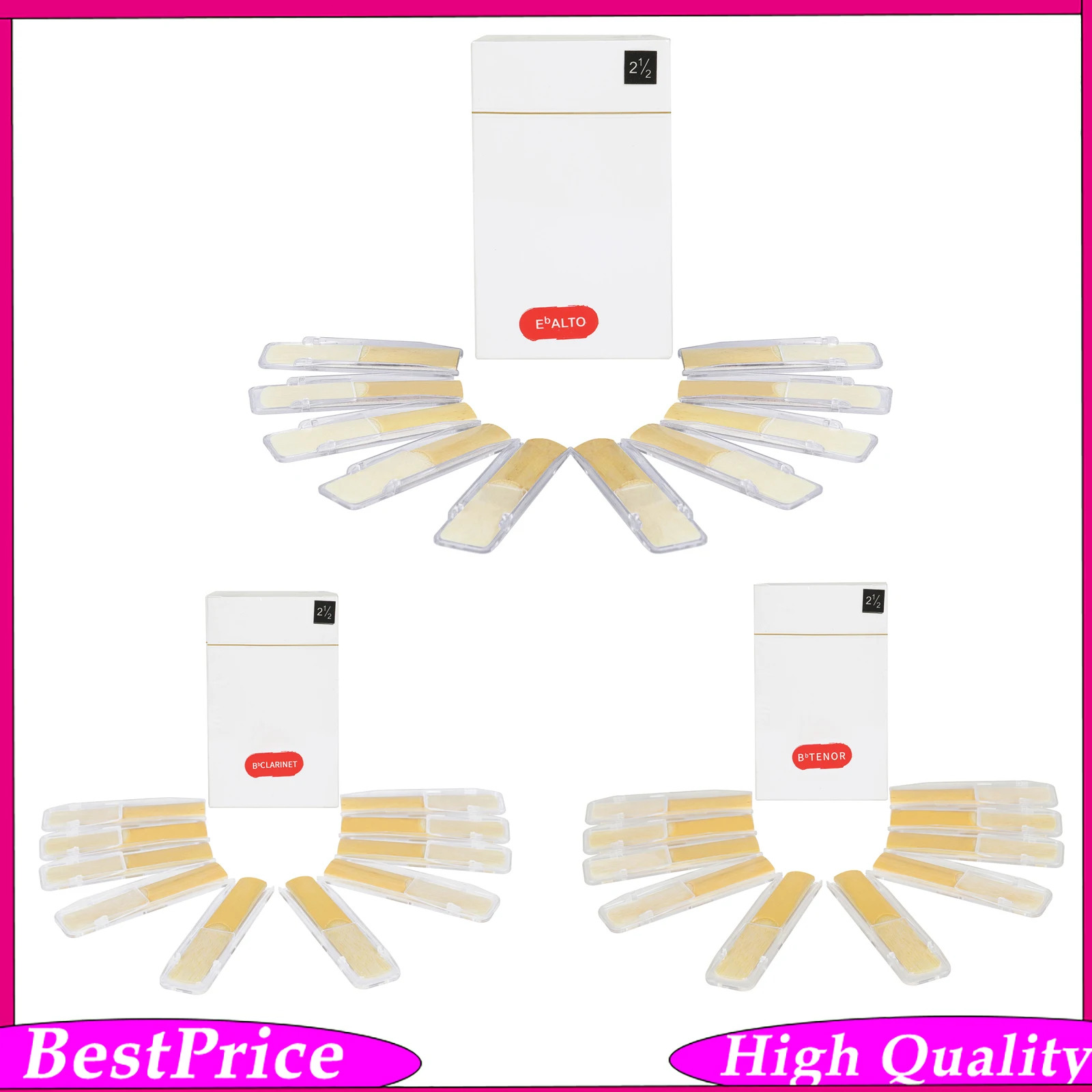 Eb Alto Saxophone Reeds Bb Tenor Saxophone Reeds No.2.5 ABS Shell Protected Sax Reeds for Tenor Saxophone Learners Daily Use