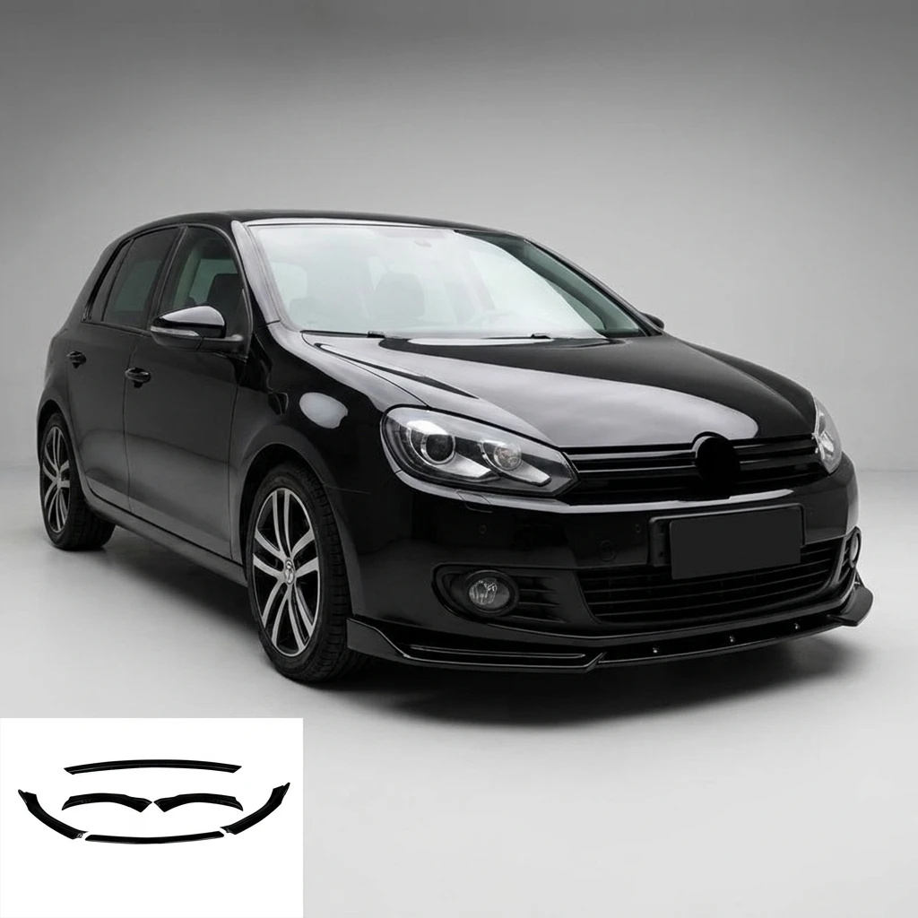 Dreistufiger Frontspoiler, glänzend schwarz, zur Fahrzeugmodifikation, passend für Golf 6.