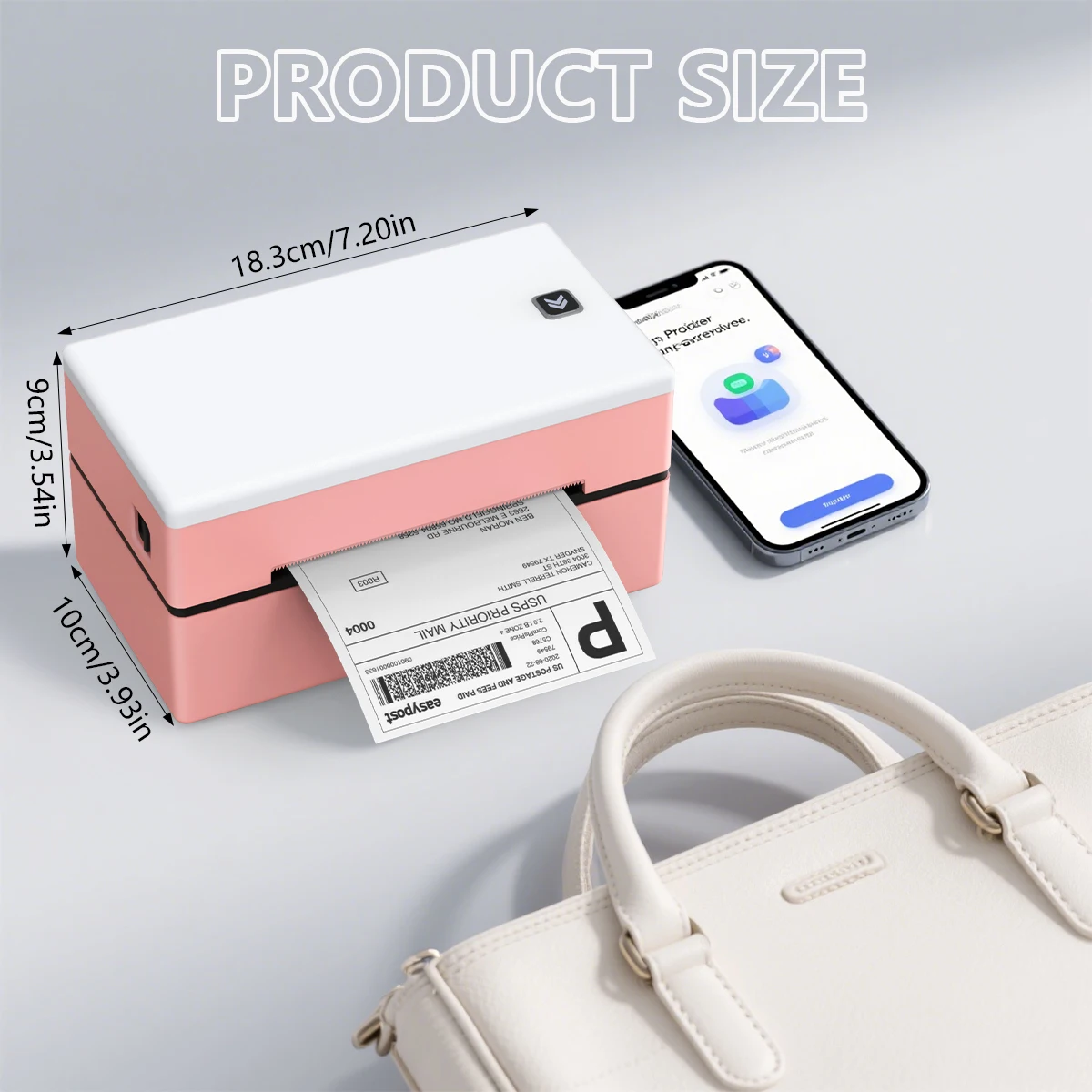 Thermal Printer D200 Pink Bluetooth Protable Inkless Self-adhesive HD Printer Compatible with iPhone Android Mac Window