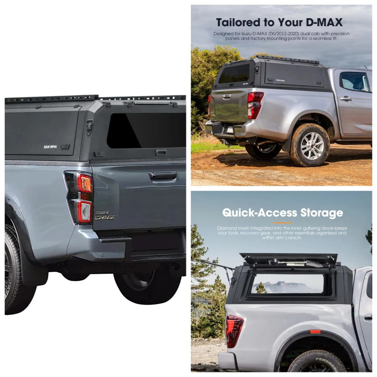 

SAN HIMA Retractable 4x4 Waterproof Aluminum Alloy Steel Pickup Hardtop Topper Ute Tub Canopy for Isuzu D-MAX 2012-2020 Locking