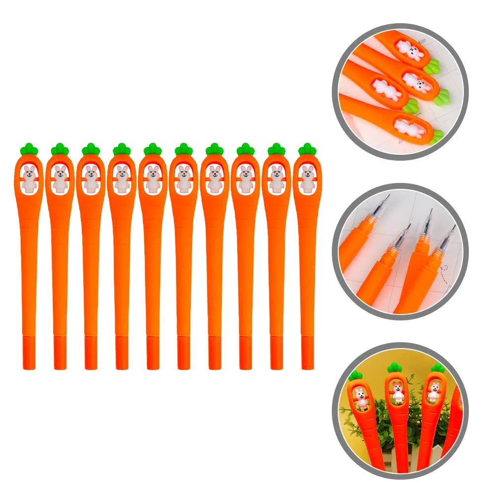 

Набор из 10 забавных гелевых ручек в форме морковки и кролика, с плавным потоком чернил, легкие, портативные, для школы, офиса, домашнего использования, детские призы