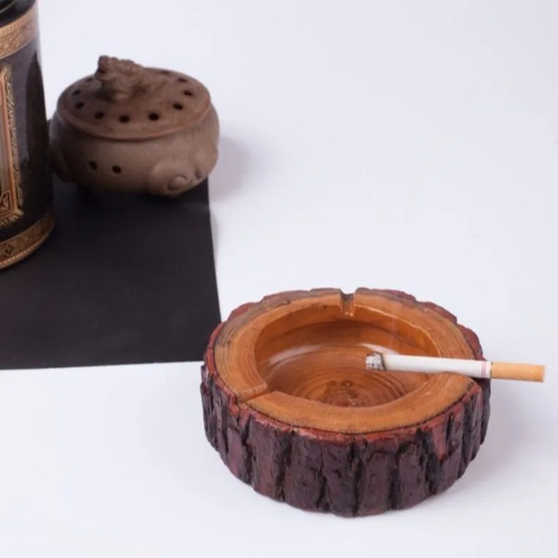 

Environmentally Friendly Log Round Ashtray Cigarette Holder Retro Atmosphere Hotel Tea Table Solid Wood Ashtray Anti Scald