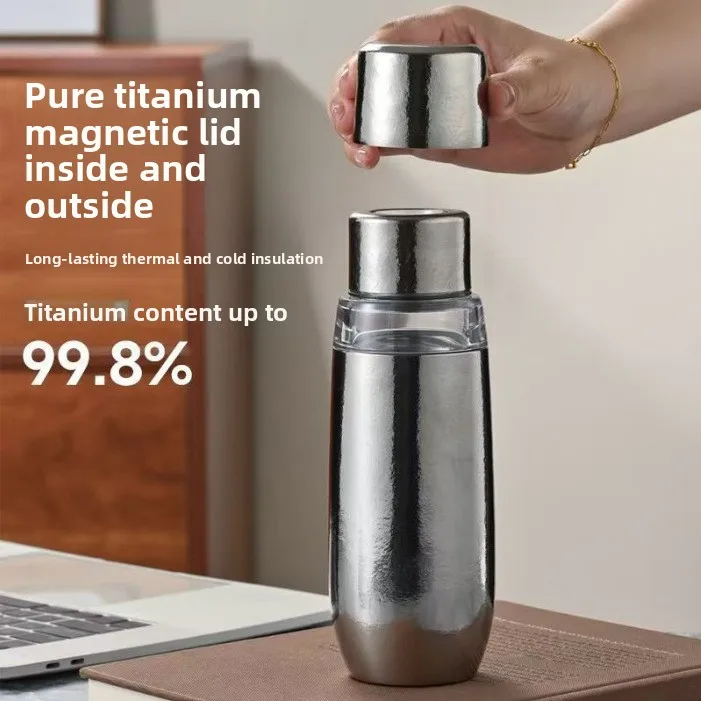 New outdoor household portable pure titanium insulated cup - Large capacity drinking bottle - High-end business gift cup