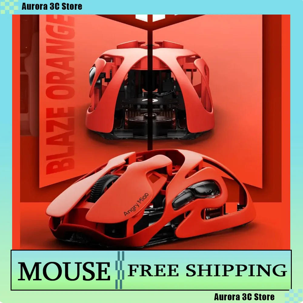 

AngryMiao Infinite Blaze Orange Mouse Magnesium Aluminum Alloy 750IPS Paw3950 Double 8k Wireless Bluetooth Esports Gaming Mouse