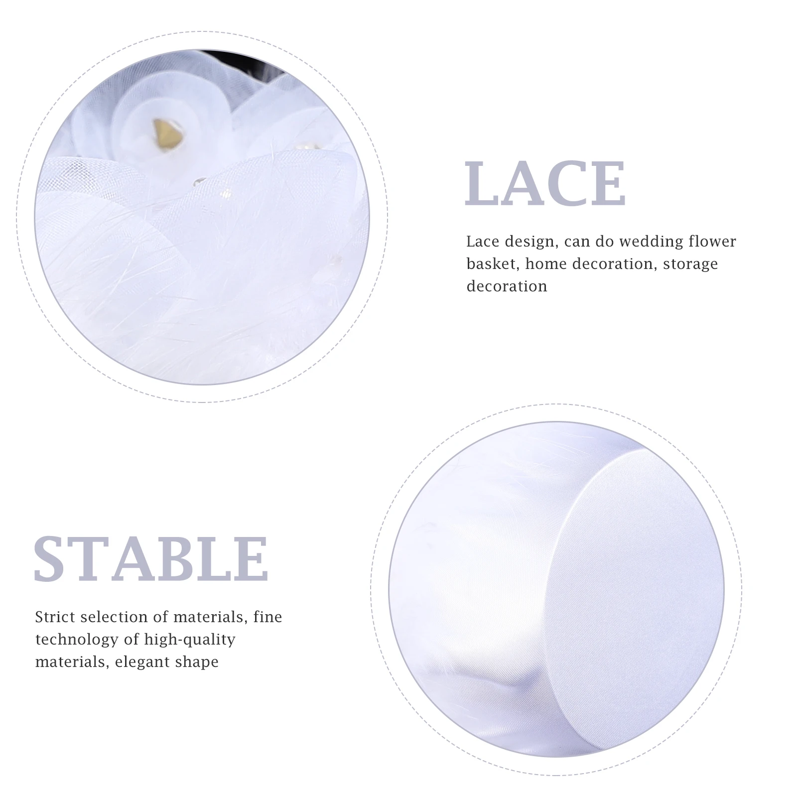 

1pc Elegant Wedding Flower Basket Small Portable Decoration for Ceremony Petals Scatter Lace Trim Cloth Plastic for Gifts