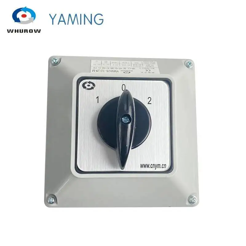 LW26 YMW26-32A تبديل كام الروتاريس التبديل اثنين من أقطاب مع صندوق مقاوم للماء IP65 حدد الاتصال الفضي المقاطعة