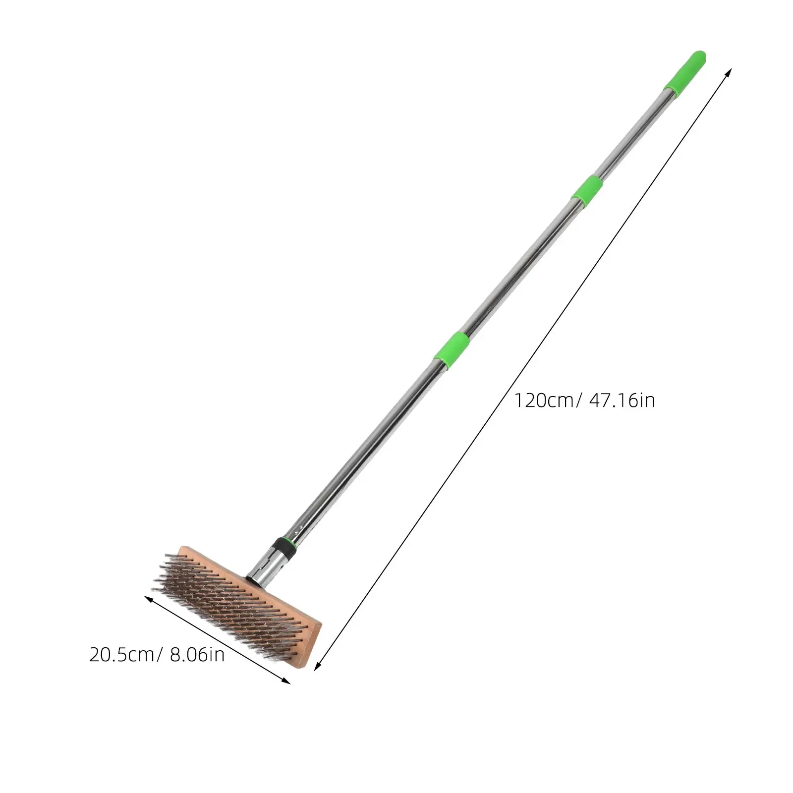 Stainless Steel Floor Scrub Brush 1.2m Long Handle Commercial Grade Wire Bristle Brush for Deck Patio Garage Concrete Moss and
