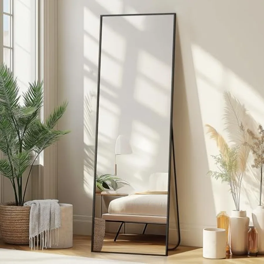 

Wall Full Length Mirror, Standing Mirror Full Body, Large Floor Mirror for Bedroom Bathroom Living Room with Aluminium Frame, S
