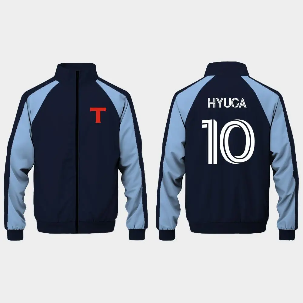 Capitán Tsubasa Hyuga No.10 Chaqueta Fútbol Anime Estética Clásico Abrigo con Cremallera Moda Unisex Deportes al aire libre