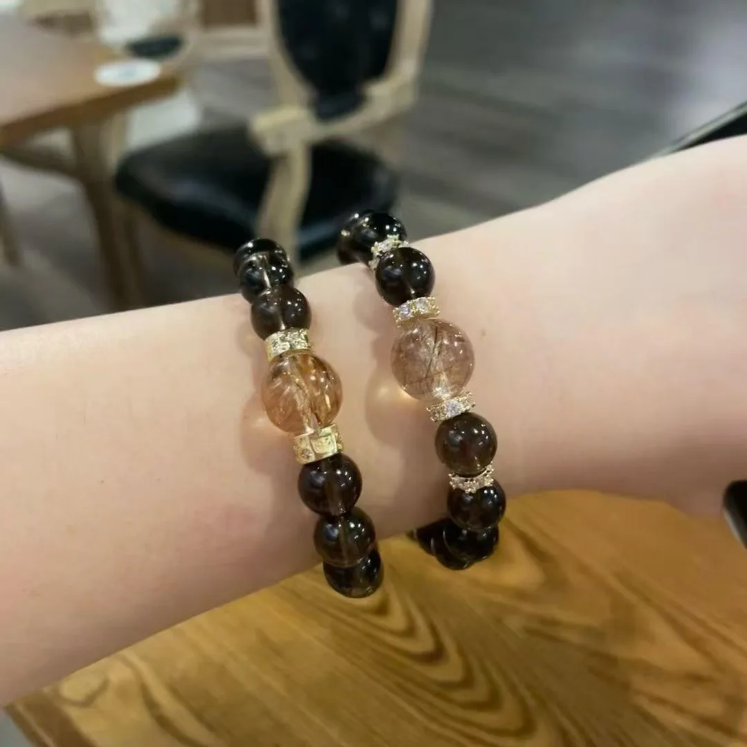 

Natural Tea Crystal Bracelet, Men's and Women's Light Luxury Fashion Bracelet Original Design
