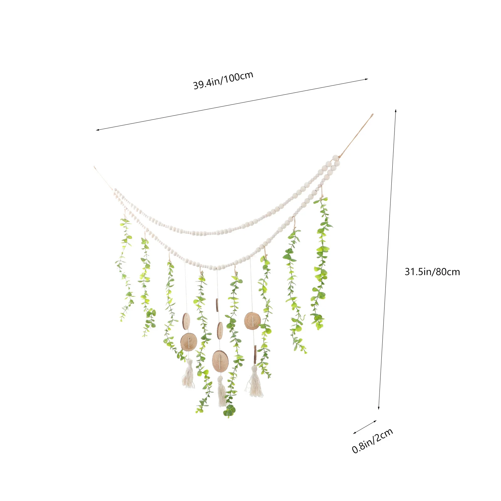 معلقة عرض الصور جدار ديكور بوهو الخرز الخشبي جارلاند حامل الصورة لغرفة النوم غرفة المعيشة تخزين مكرميه ريفي مثالي