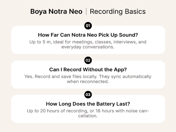 Boya Notra Neo Next-Gen KI-Notizbuch, KI-gesteuerter Sprachrekorder, MagSafe, Transkription, Zusammenfassung, Meetings, Anrufe, Zusammenfassung, App – Detail 18