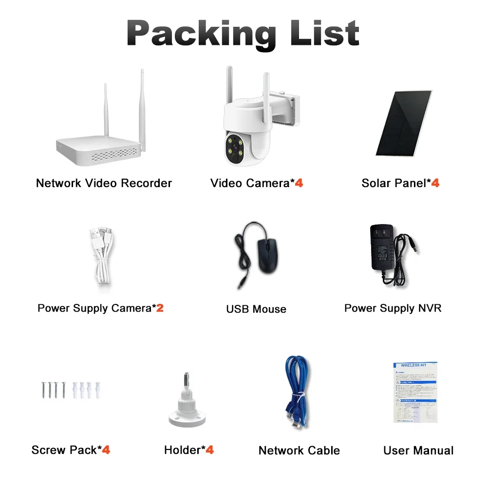 Câmera de bateria solar tuya nvr kit pir movimento wifi sem fio ao ar livre 4mp hd cctv sistema segurança câmera ip solar