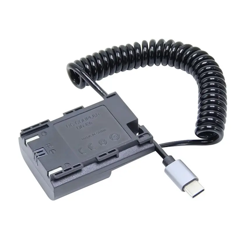 QWE-Power Supply Kit For Canon EOS R R5 R6 R7 80D 70D 60D 90D Cameras- ACK-E6 DR-E6 USB-C Adapter LP-E6 LP-E6N Dummy Battery