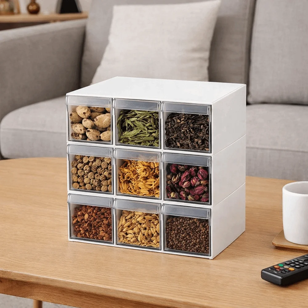 

Практичный вместительный ящик для хранения, экономящий место, штабелируемый, для цветочного чая, пластиковый органайзер для мелочей, для офиса