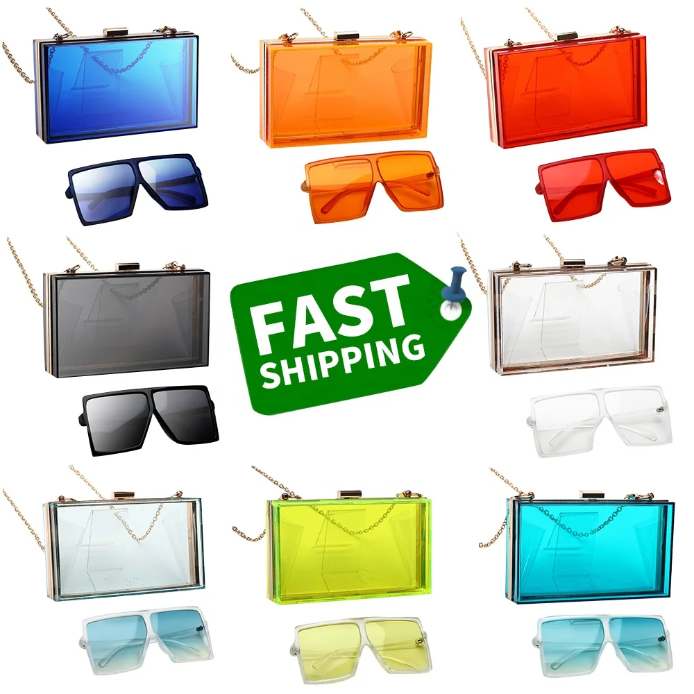 

Glasses And Purse Set Acrylic Purse Transparent Bag 2022 Sunglass Clutch Purse Chain Clear Clutch Evening Bag