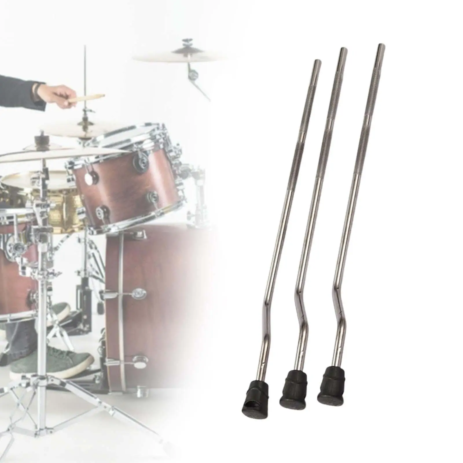 3 Pieces Drum Support Feet Metal Leg for Drum Percussion Instrument Parts Stable Sturdy Anti Slip Drum Accessory Drum Leg