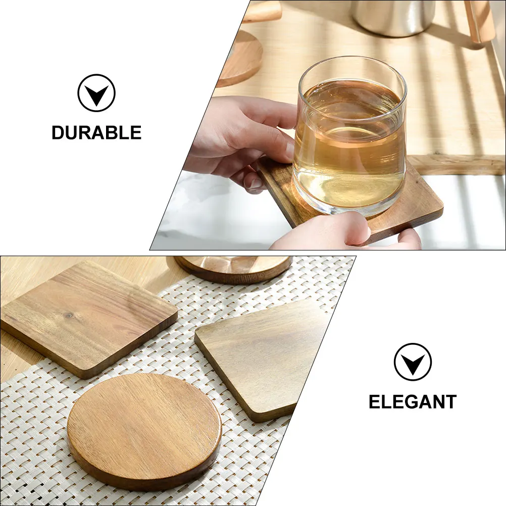

2pcs Acacia Wood Wooden Cup Cushions Cup Mats Coasters Home Kitchen Round Square Heat Insulation Desk Mats Wooden