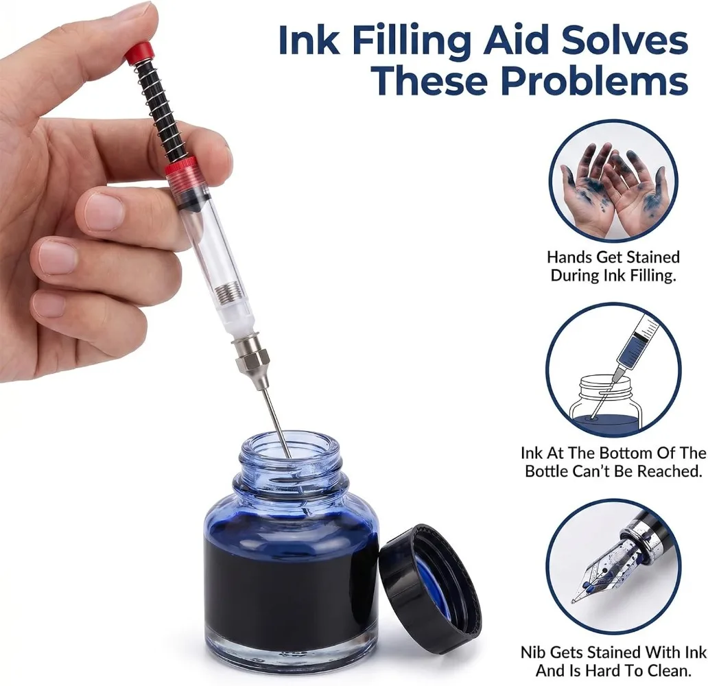 10-1PCS Fountain Pen Filler Ink Syringe Absorbor Device Tool Suction Pipette Ink Cartridge Supplies Converter for Office School