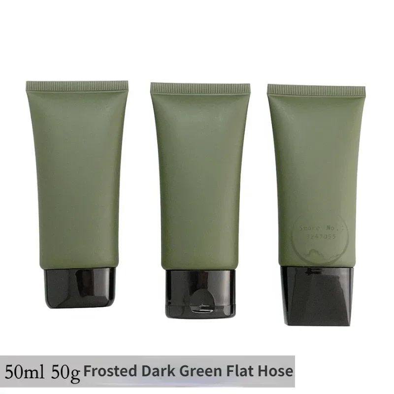 

50ml Dark Green Soft Tube Frosted Flat Cosmetic Hose Sunscreen Isolation Cream Squeeze Dispenser Skin Care Portable Empty Bottle