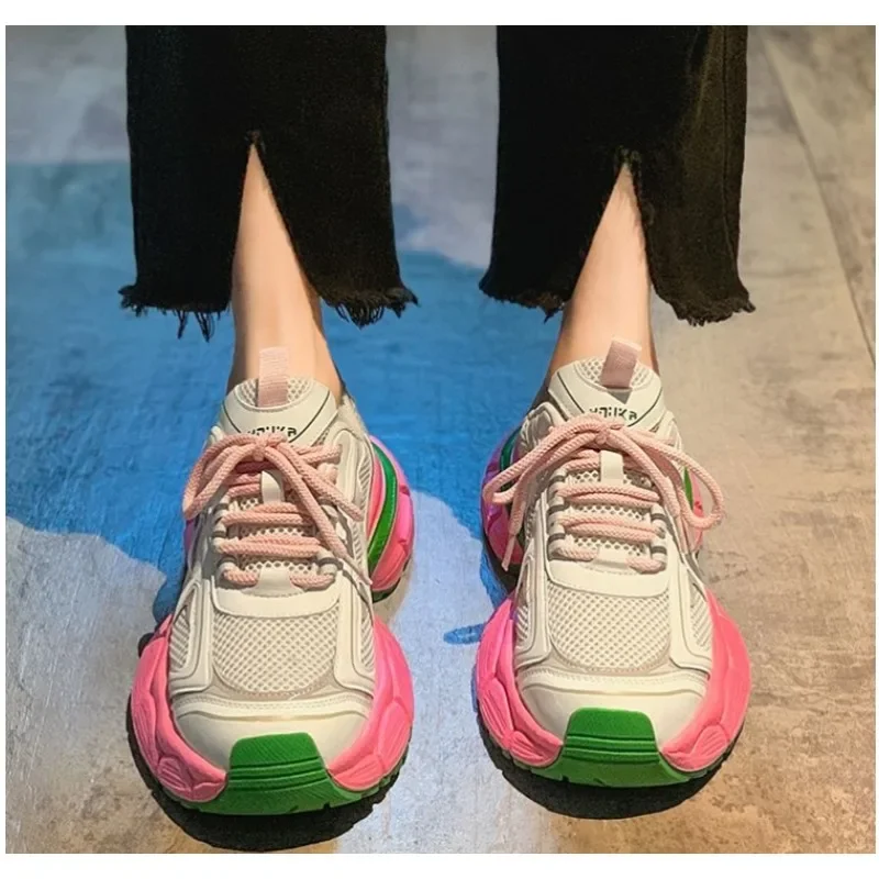 Woman Shoes Platform Matching Women Sneaker Breathable Casual 2024 trend Summer New Mesh Tennis Shoe Comfort Vulcanize Shoes