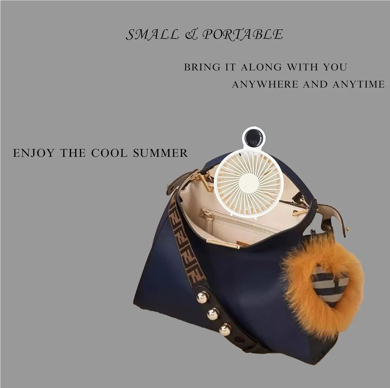 مروحة محمولة، مروحة مكتب حقيقية قابلة لإعادة الشحن بقوة 2500 مللي أمبير في الساعة مع شاشة رقمية، 180 °   مروحة شخصية قابلة للطي مع حبل، USB Mi لمدة 15 ساعة